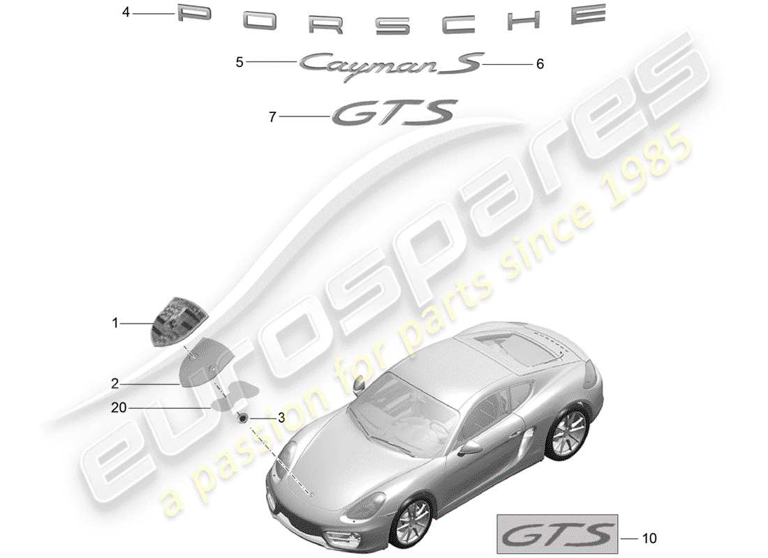 porsche 2016 (981 cayman) nameplates part diagram