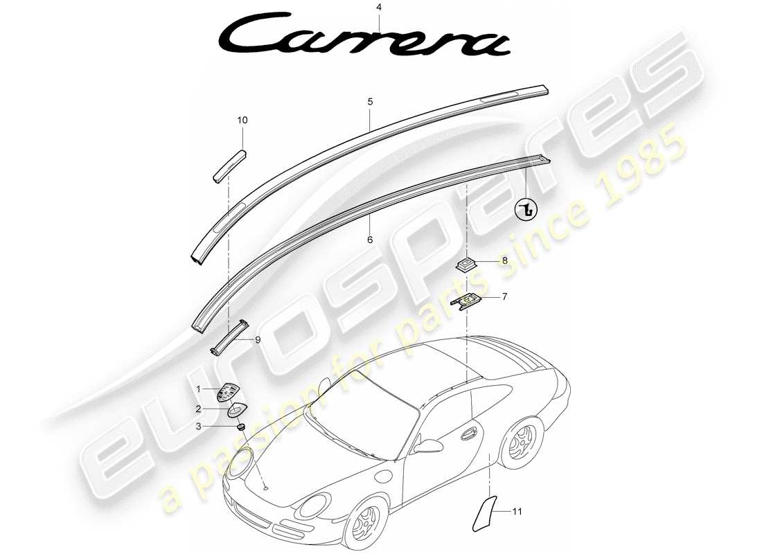 porsche 2008 (997-1) nameplates part diagram