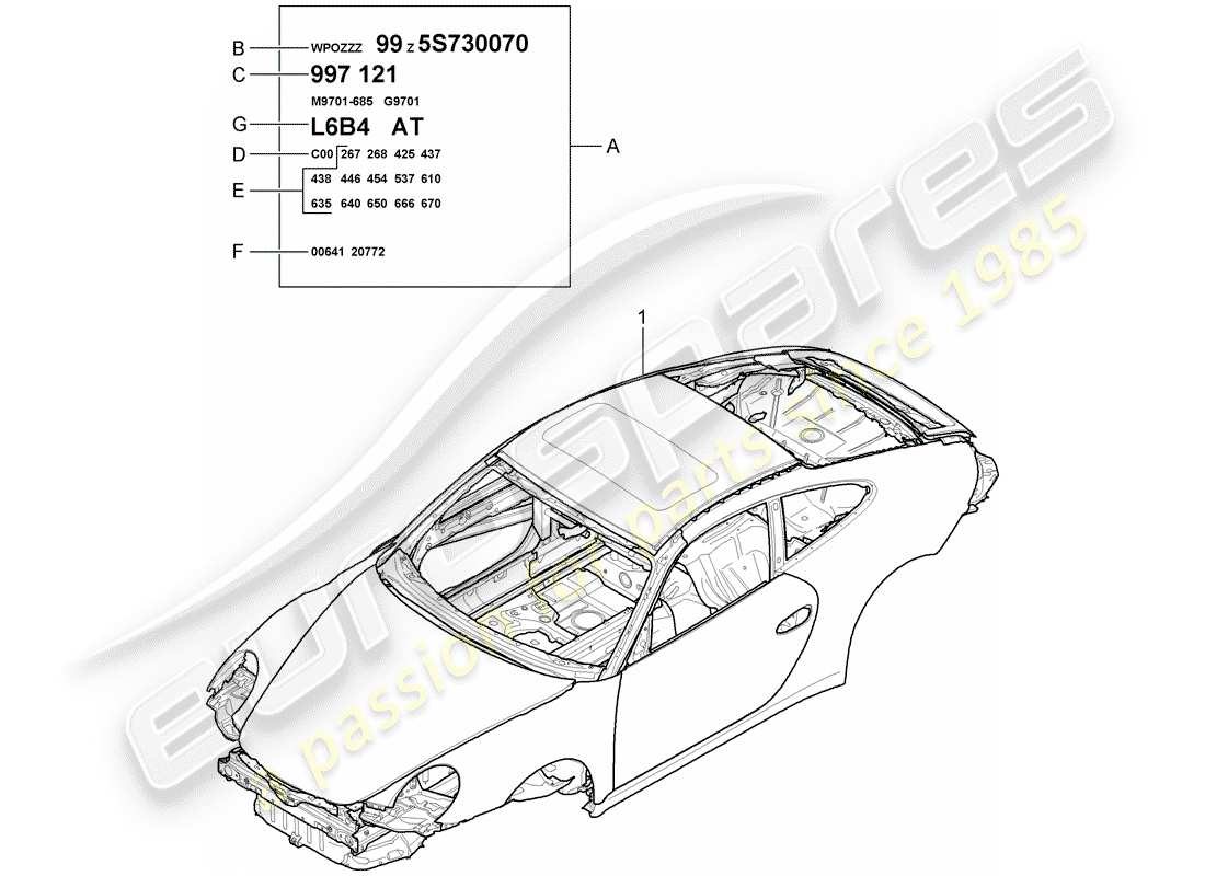 porsche 997 (2008) car body parts diagram