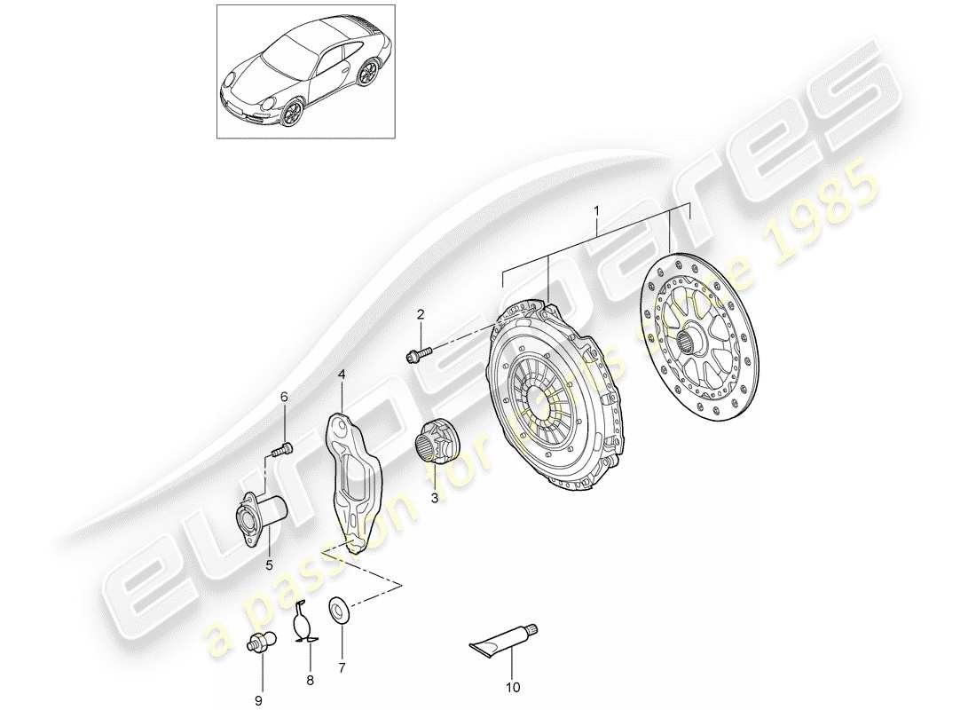porsche 2012 (997-2) clutch parts diagram