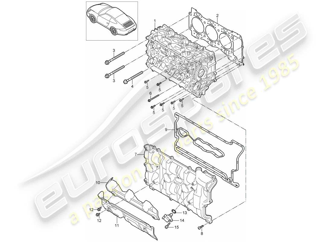 porsche 2012 (997-2) cylinder head parts diagram