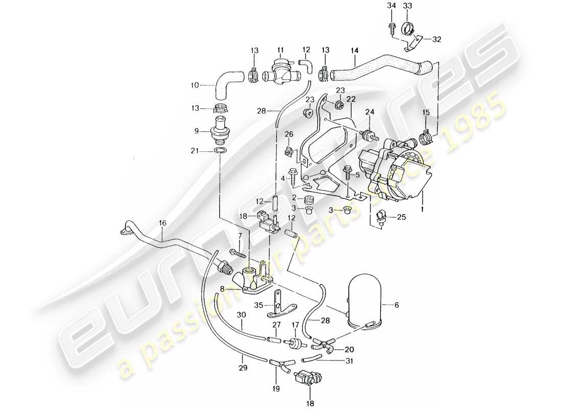 porsche 2003 (996) secondary air pump part diagram