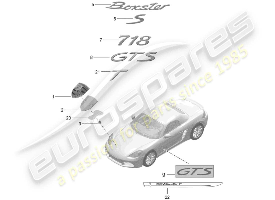 porsche 2019 (718 boxster) nameplates part diagram