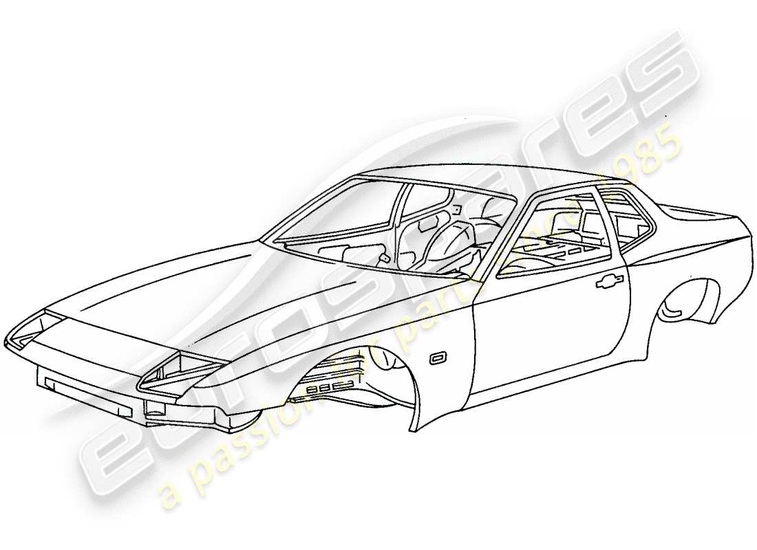 porsche 1983 (944) car body - primed - sealed - with: - underbody protection - bodyshells can only - only available from current - model year available part diagram