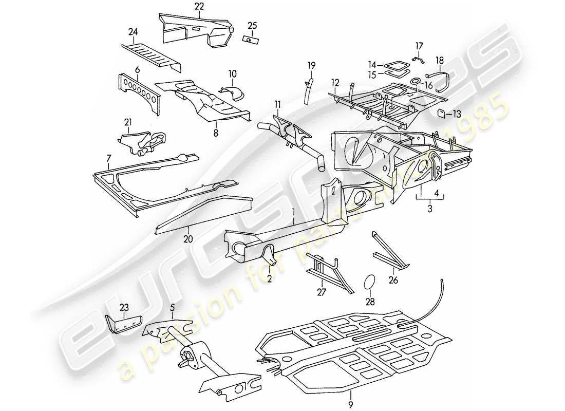 porsche 1954 (356/356a) frame part diagram