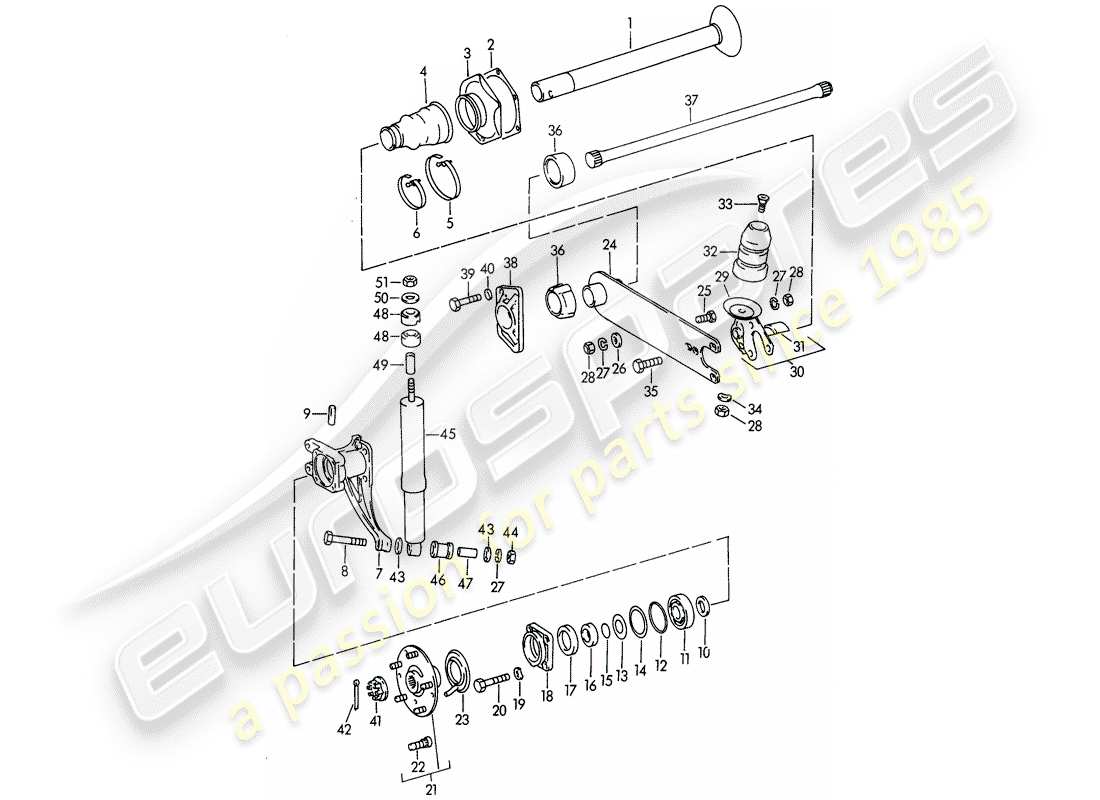 porsche 1962 (356b/356c) rear axle part diagram
