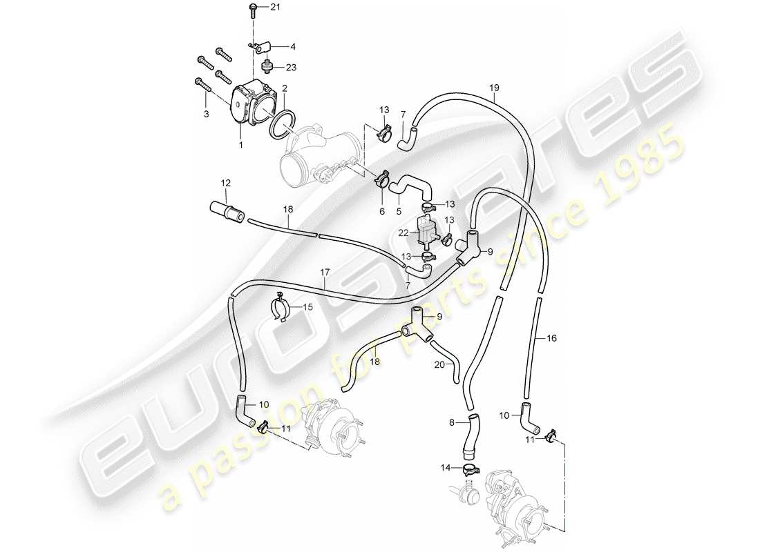 porsche 2008 (997-1 turbo / gt2) throttle body parts diagram