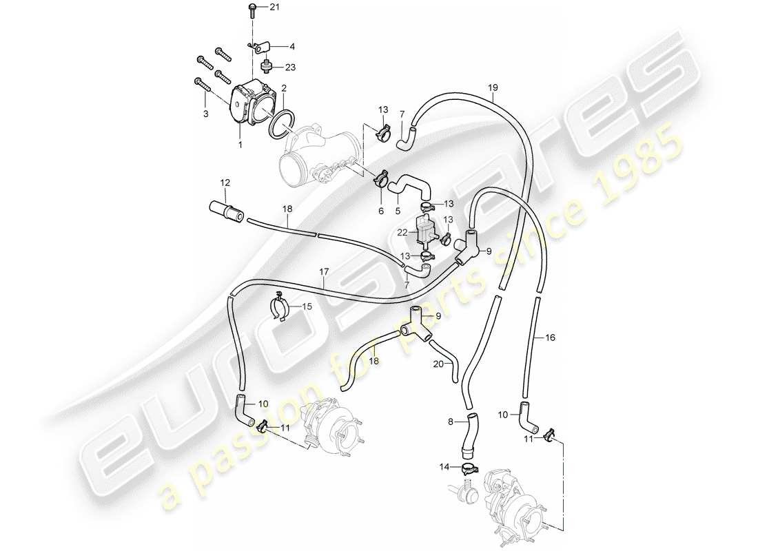 porsche 997 t/gt2 (2008) throttle body part diagram