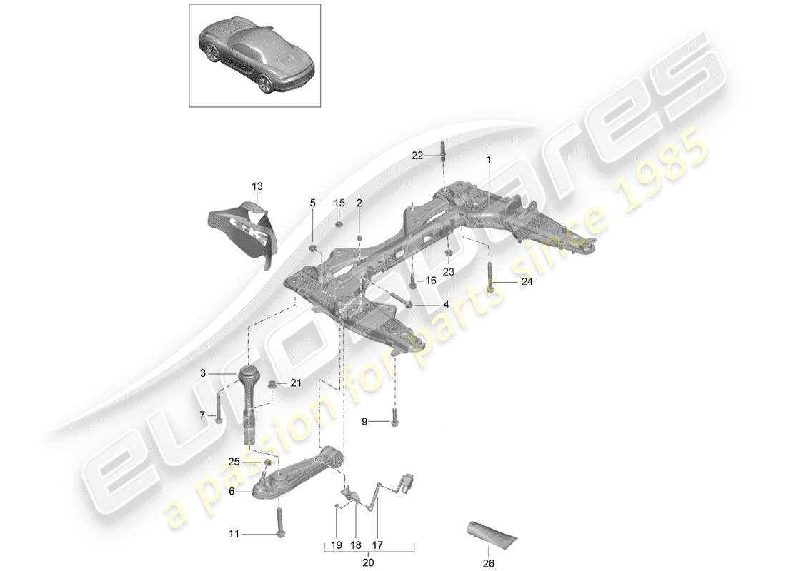 porsche 2013 (981 boxster) cross member parts diagram