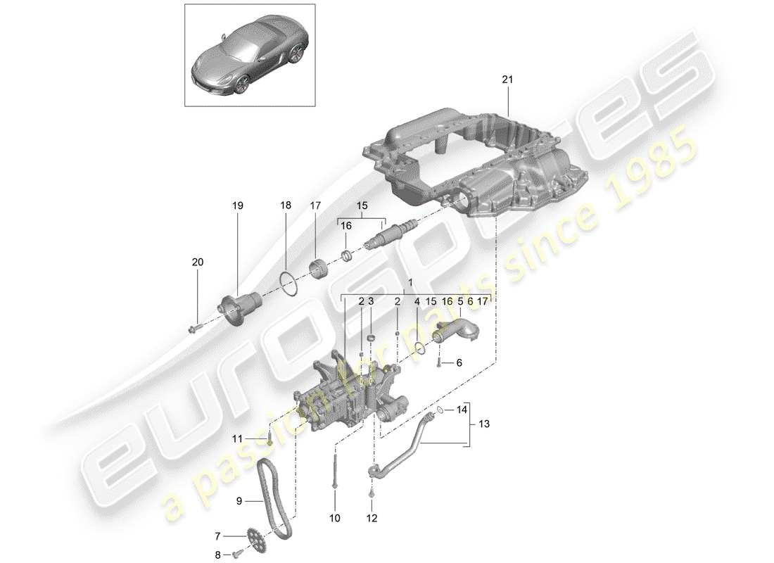 porsche 2013 (981 boxster) oil pump parts diagram