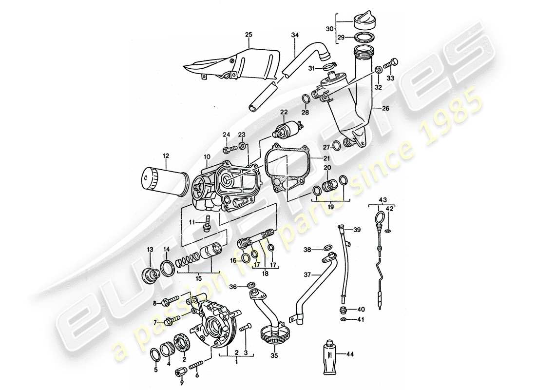 porsche 1994 (968) engine lubrication part diagram