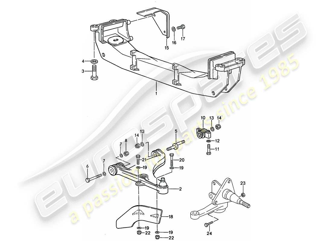 porsche 1994 (968) track control arm - cross member parts diagram