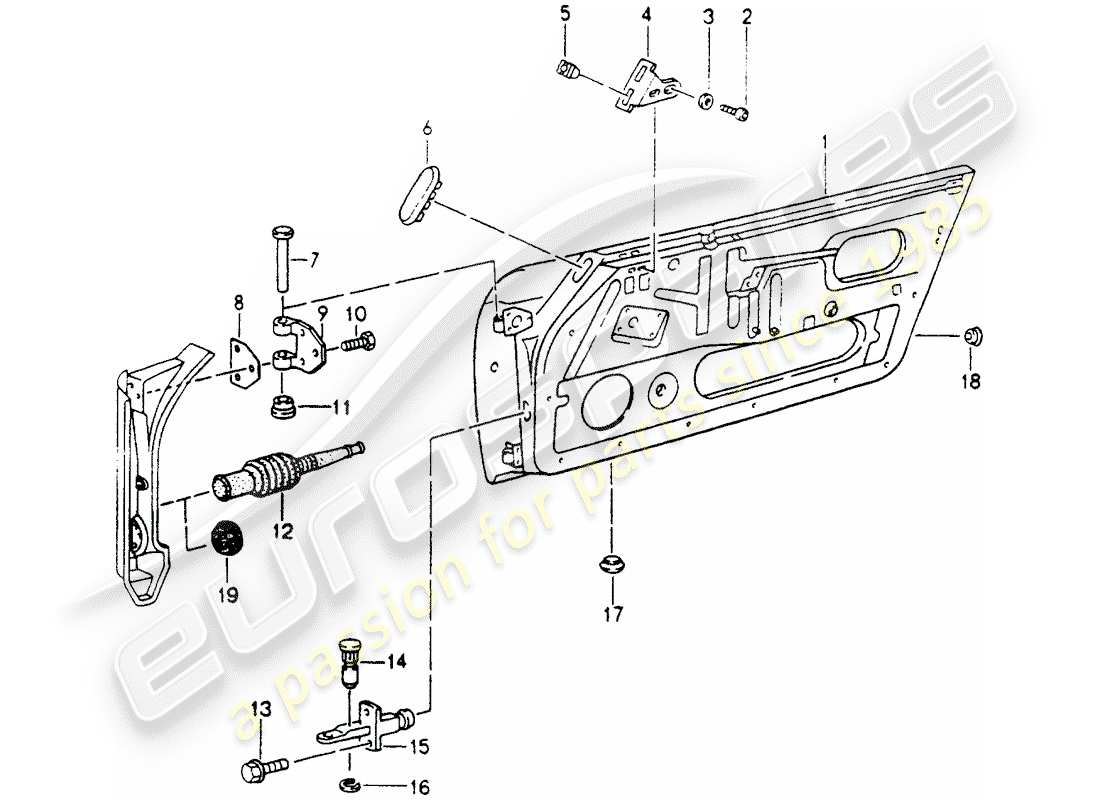 porsche 1990 (964) door shell parts diagram