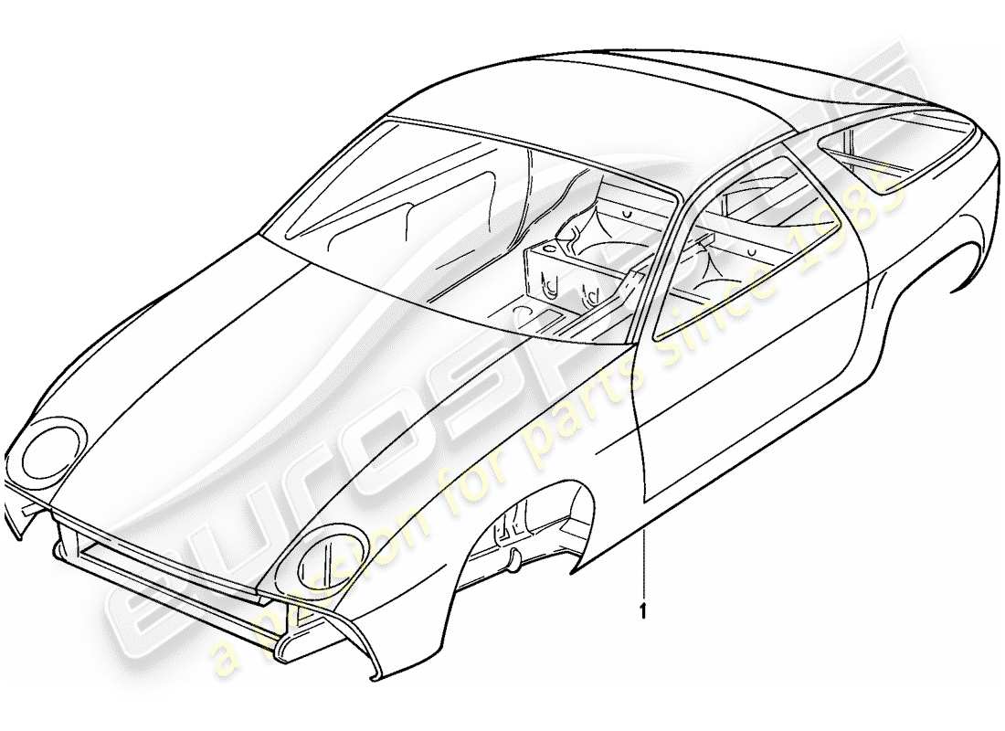 porsche 1985 (928) car body - primed - sealed - underbody protection - sprayed with filler part diagram