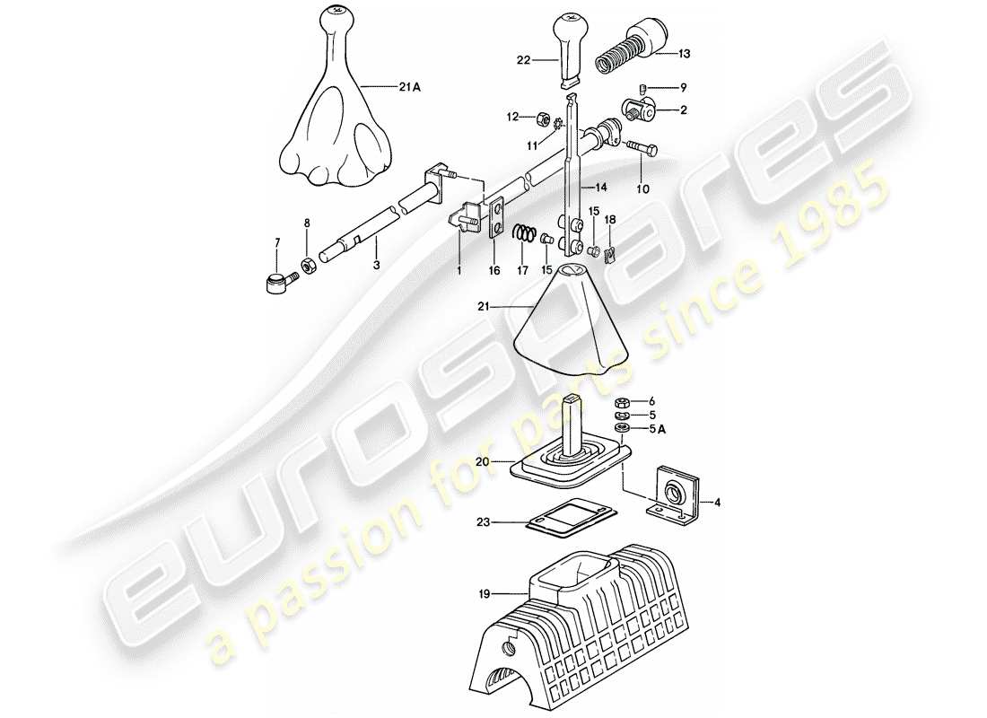 porsche 1986 (928) shift mechanism - manual gearbox part diagram