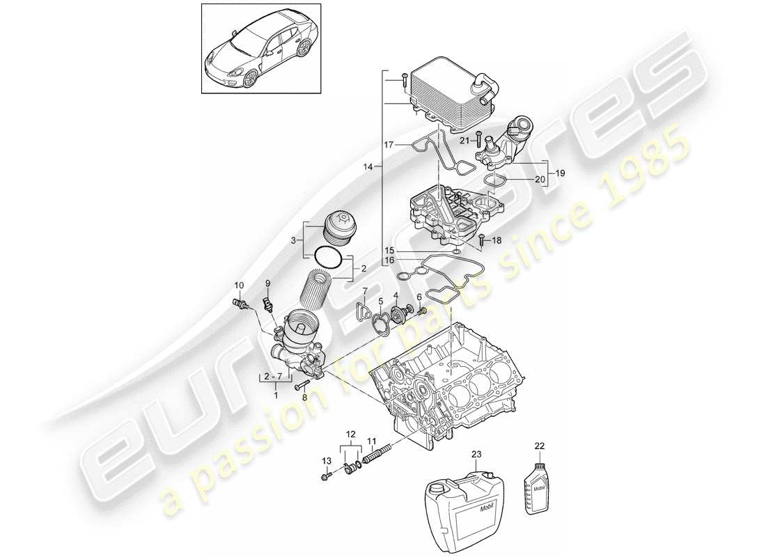 porsche 2015 (panamera 970) oil filter part diagram