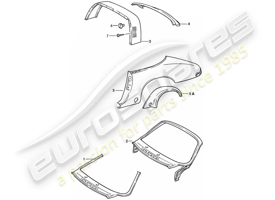 porsche 1985 (911) exterior panelling - to fit use workshop material part diagram