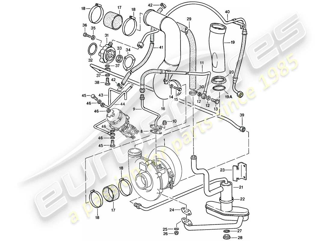 porsche 1986 (911) turbocharging part diagram