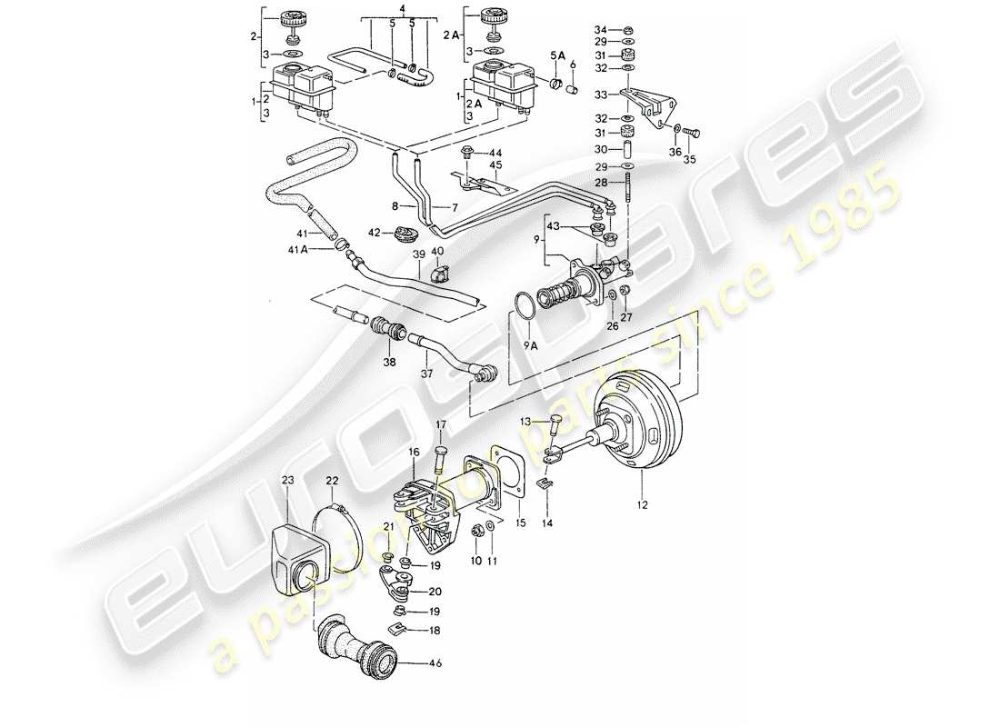 porsche 1994 (993) reservoir for - brake fluid - brake master cylinder part diagram