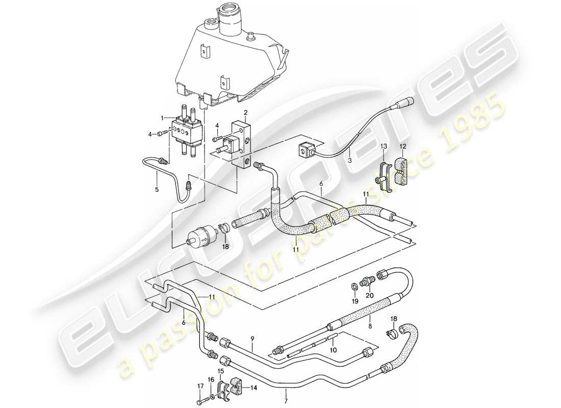 porsche 1987 (959) self levelling system - control part diagram
