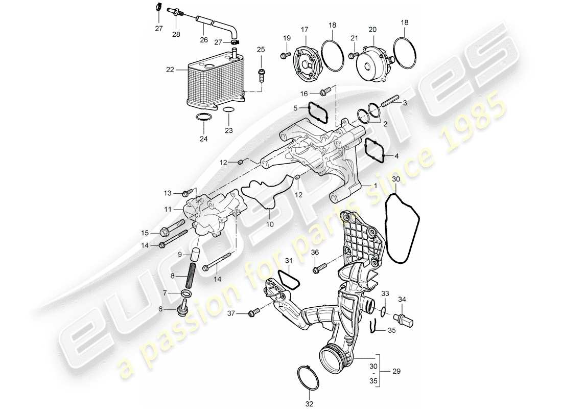 porsche 2006 (987 cayman) oil pump part diagram