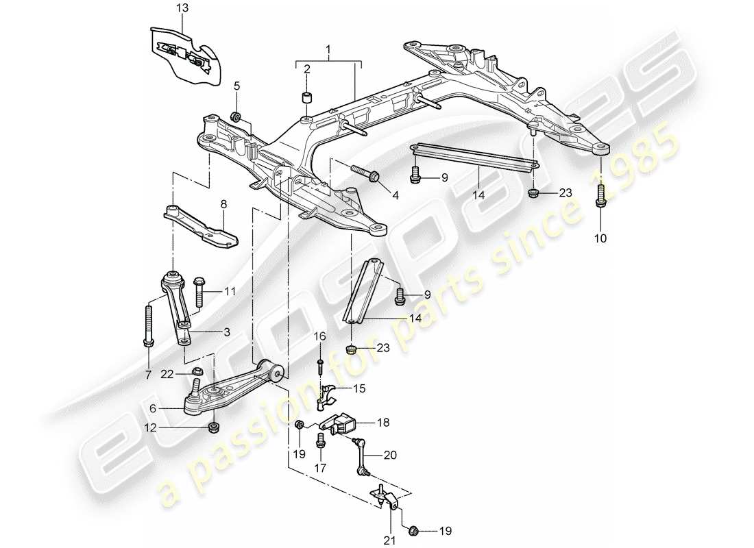 porsche 2006 (987 cayman) cross member part diagram