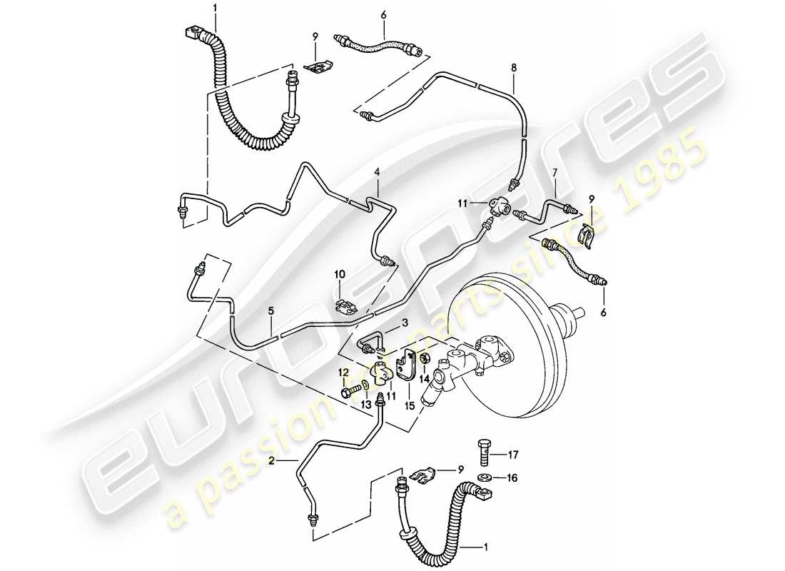 porsche 1986 (928) brake lines - d - mj 1984>> part diagram