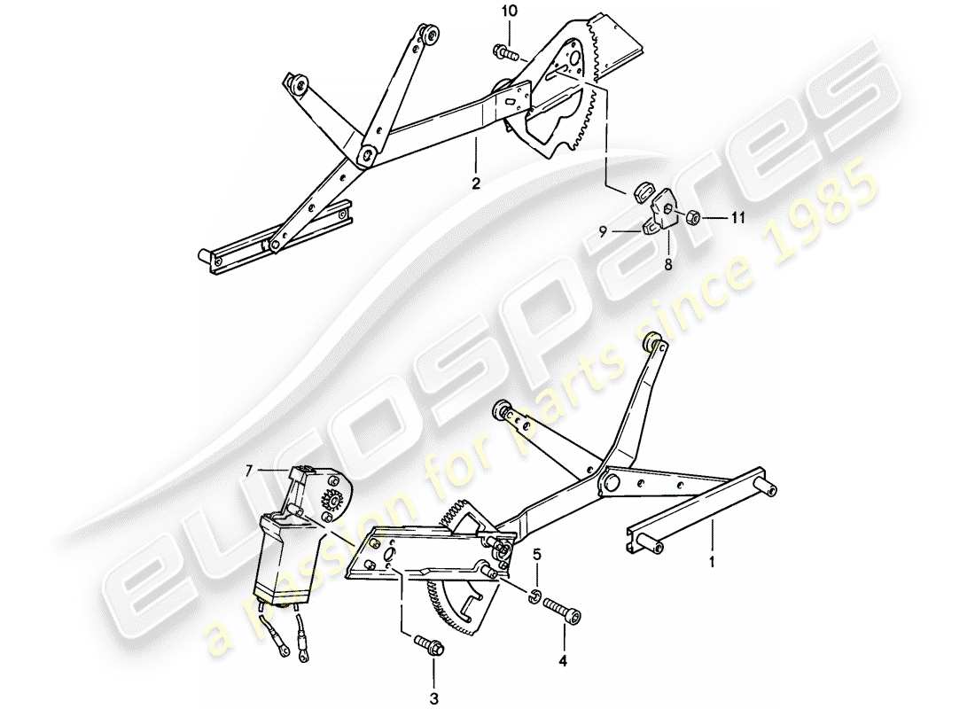 porsche 1984 (911) window regulator parts diagram