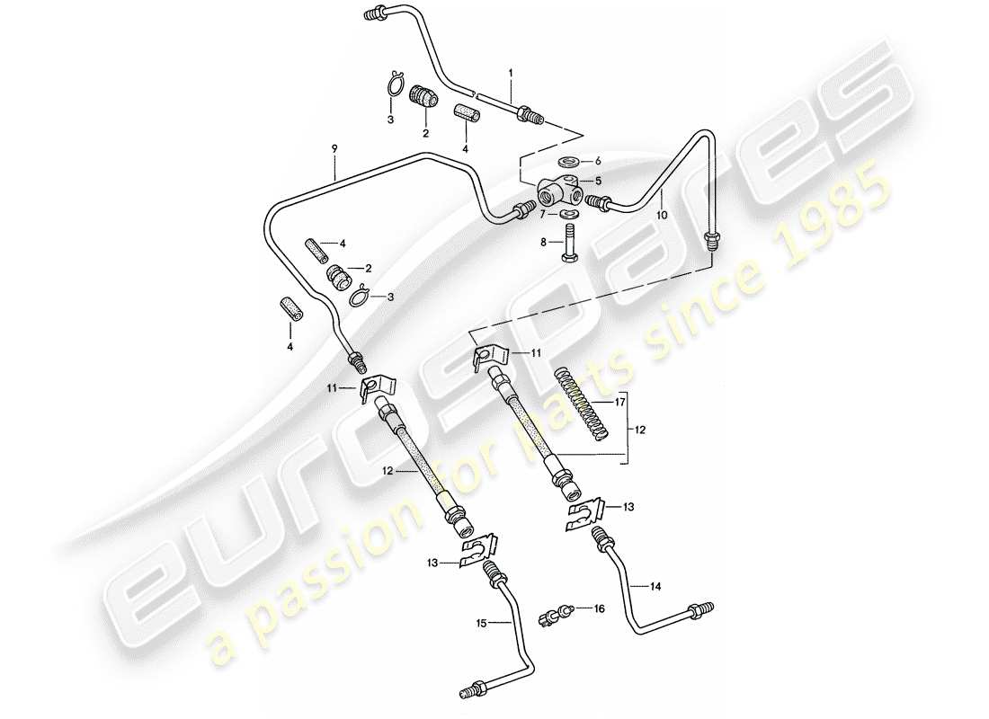 porsche 1986 (911) brake line part diagram