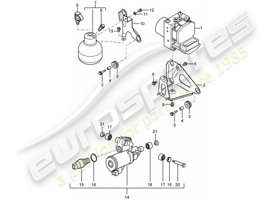 porsche carrera gt (2005) hydraulic unit - anti-locking brake syst. -abs- - control part diagram