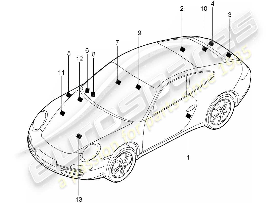 porsche 2010 (997-2) signs/notices parts diagram