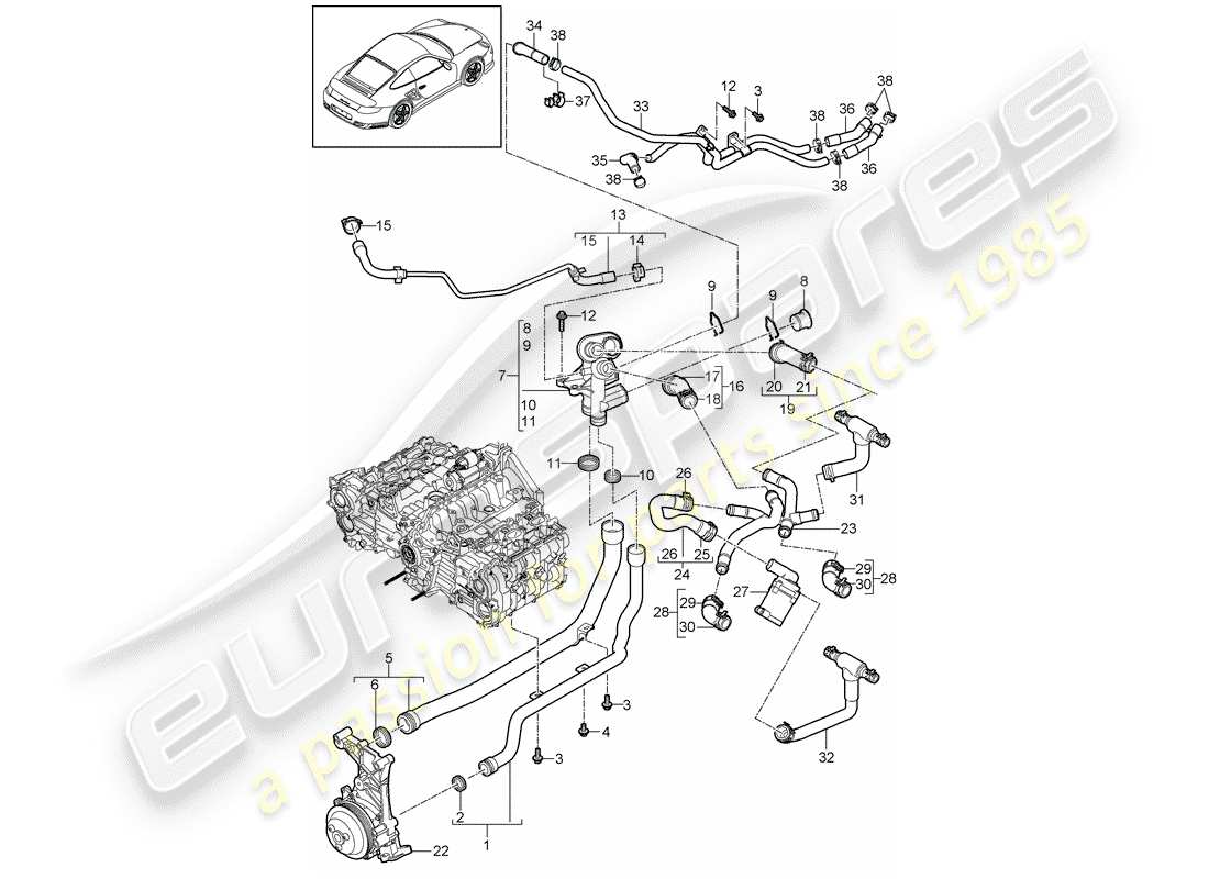 porsche 2013 (997-2 turbo / gt2 rs) connection parts diagram