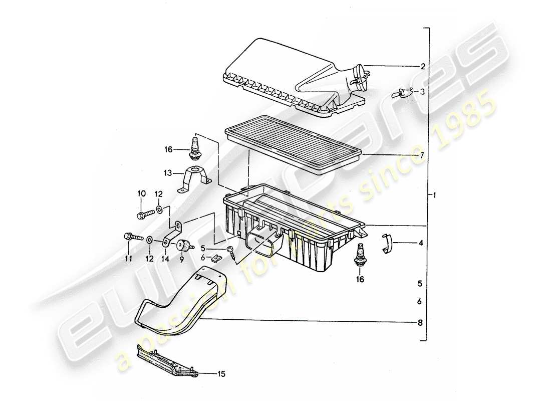 porsche 1995 (968) air cleaner part diagram