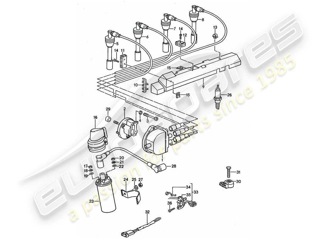 porsche 1992 (968) engine electrics 1 parts diagram