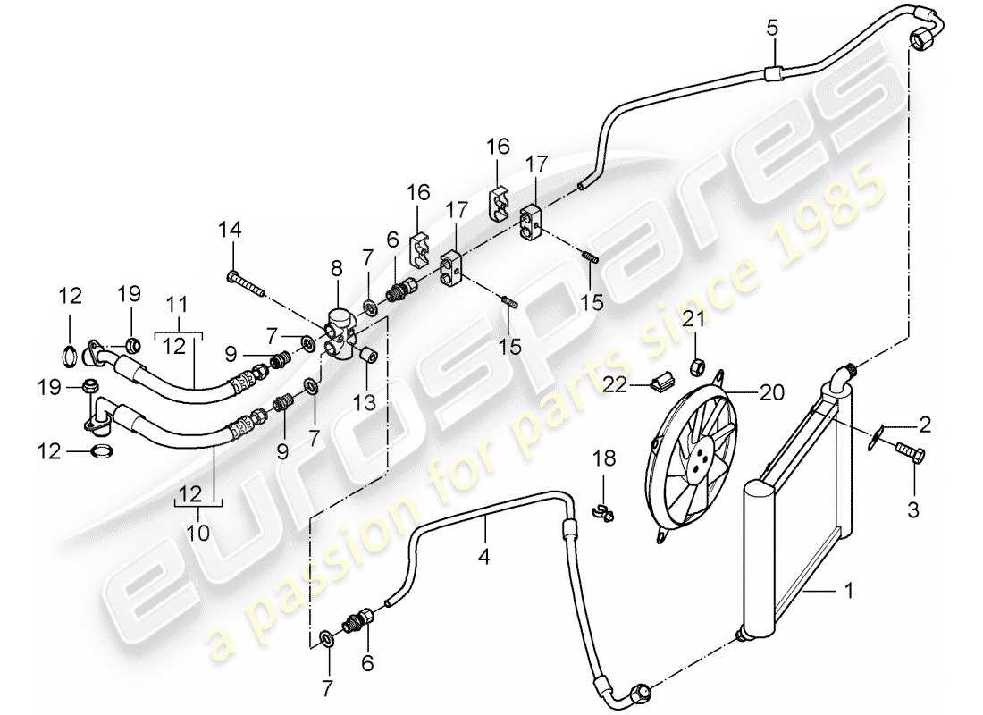 porsche 2004 (carrera gt) oil cooling - lines parts diagram