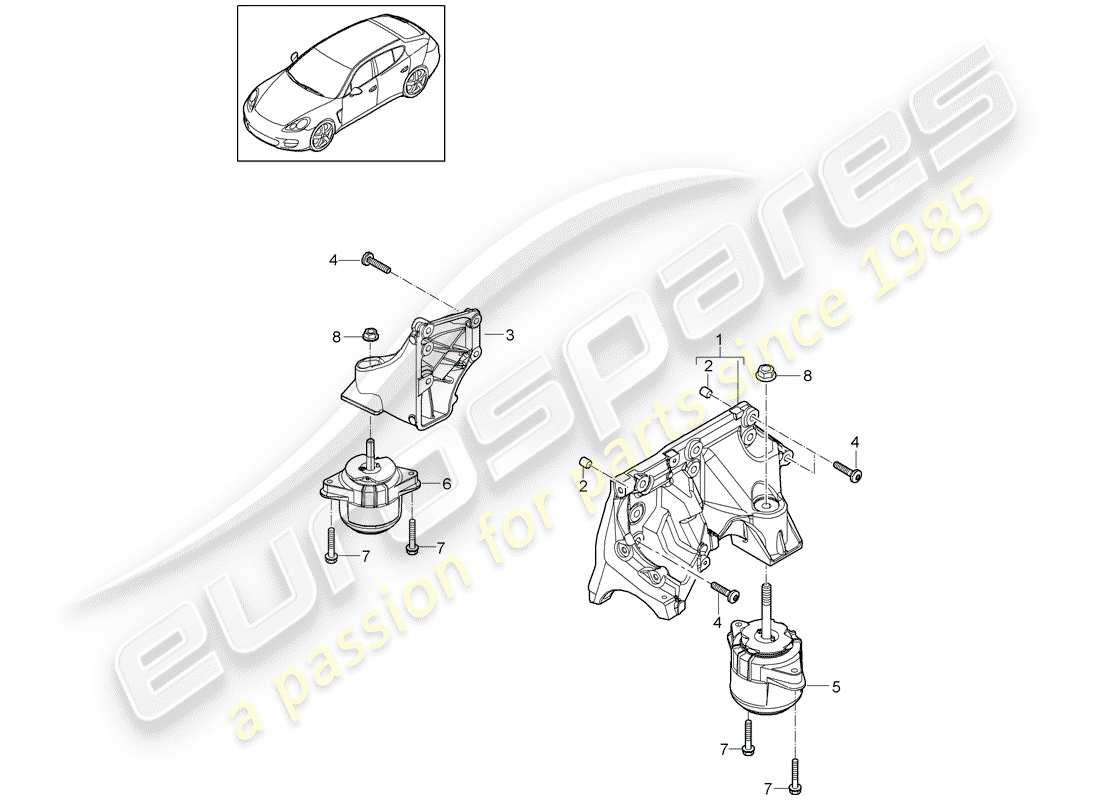 porsche panamera 970 (2011) engine suspension part diagram