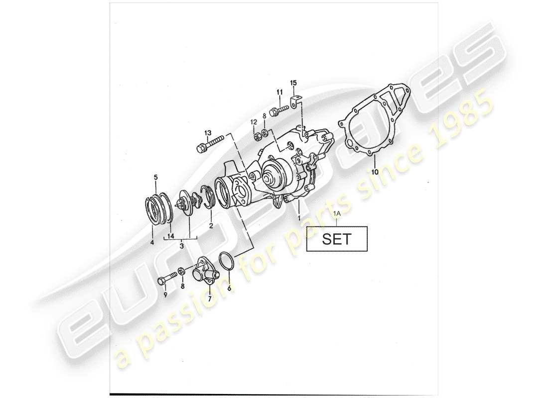 porsche 1995 (968) water pump part diagram