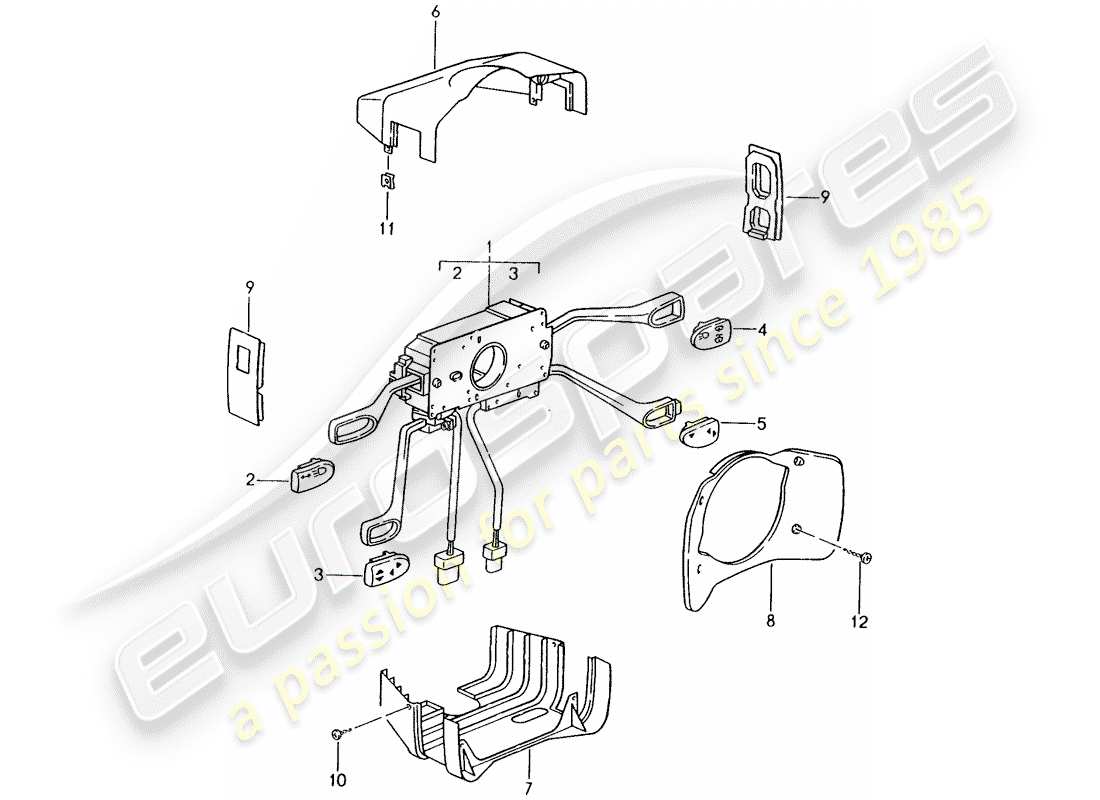 porsche 1999 (986 boxster) steering column switch parts diagram