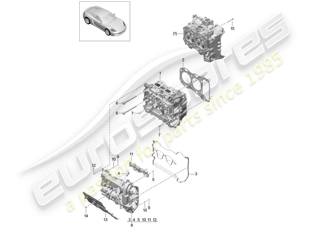 porsche 718 cayman (2018) cylinder head parts diagram