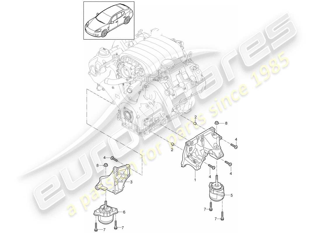 porsche panamera 970 (2014) engine suspension parts diagram