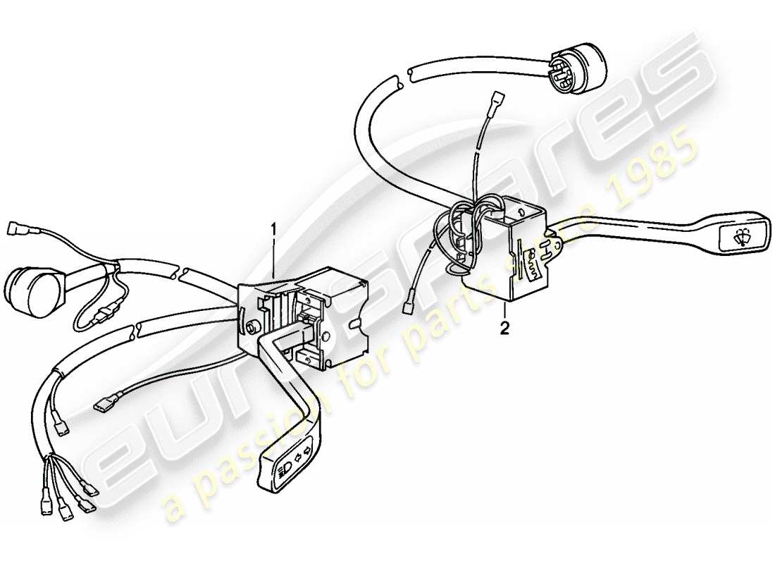porsche 1985 (911) steering column switch part diagram