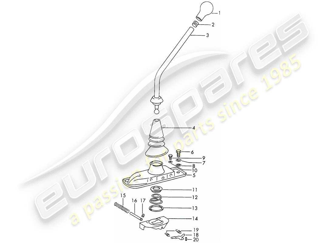 porsche 1972 (911) shift lever - transmission control - 4th/5th gear - model year - -71/72- part diagram