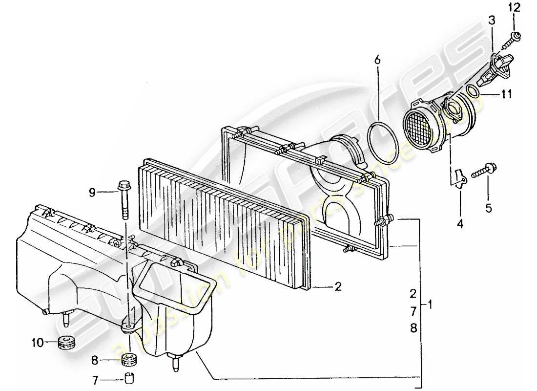 porsche 996 gt3 (2001) air cleaner parts diagram