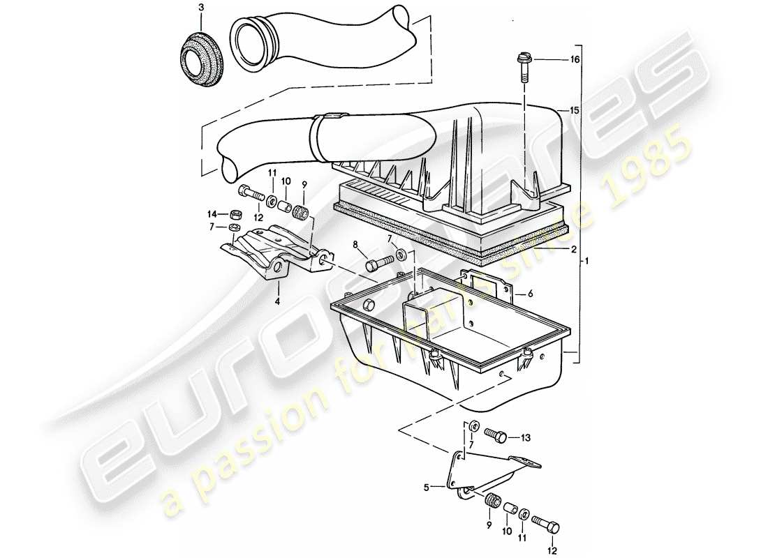 porsche 1983 (944) air cleaner system part diagram