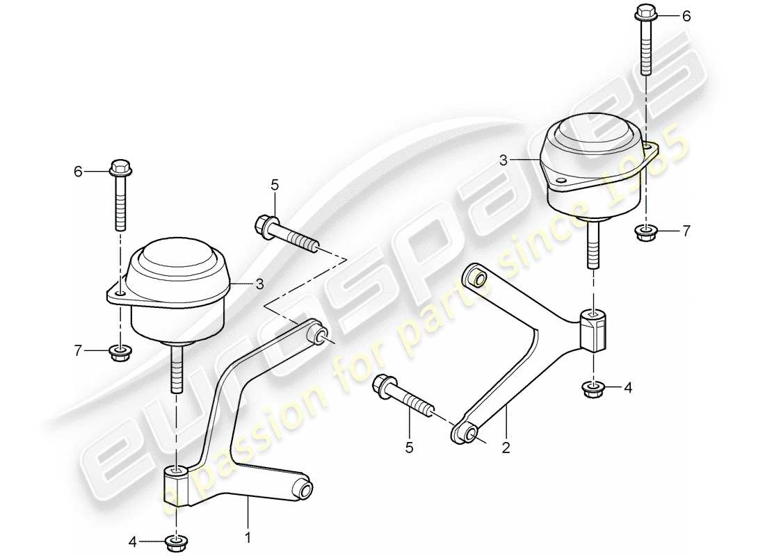 porsche 2001 (986 boxster) manual gearbox - gearbox mounting - d - mj 2000>> part diagram