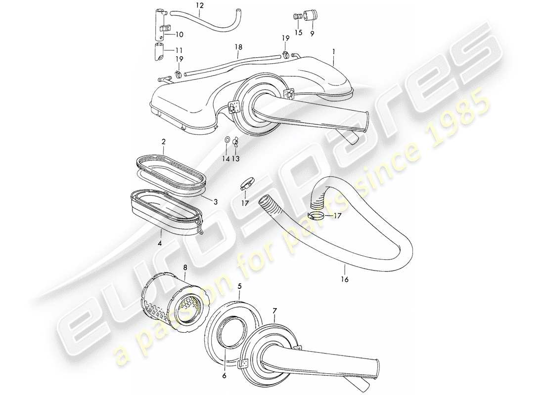 porsche 1973 (911) air cleaner system - for - - zenith - carburetor part diagram