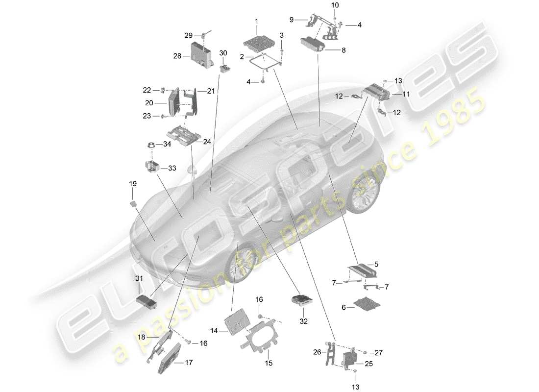 porsche 918 spyder (2015) control units parts diagram