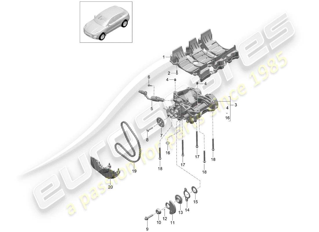porsche 2015 (macan) oil baffle plate parts diagram