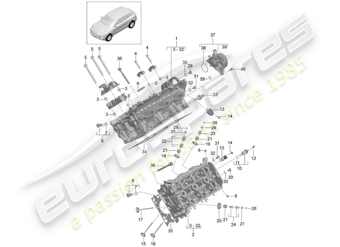 porsche 2016 (macan) cylinder head part diagram