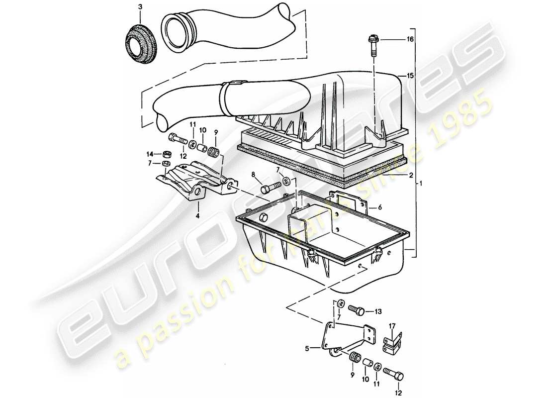 porsche 1988 (924s) air cleaner system parts diagram